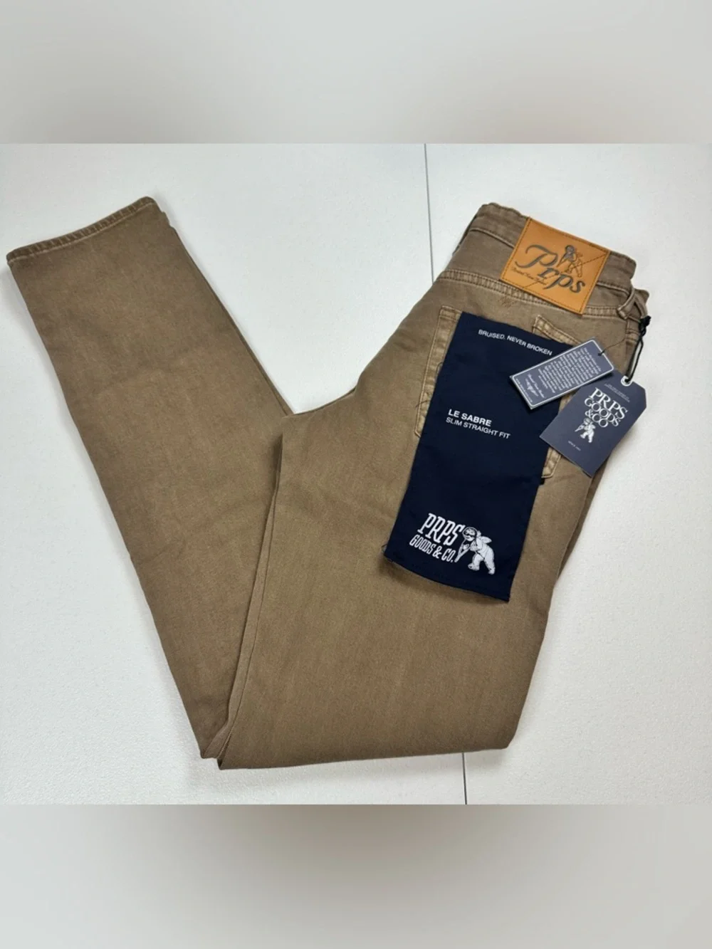 PRPS Le Sabre Jeans Men’s 28x33 Brown Slim Straight Fit Japanese Denim‎ NWT